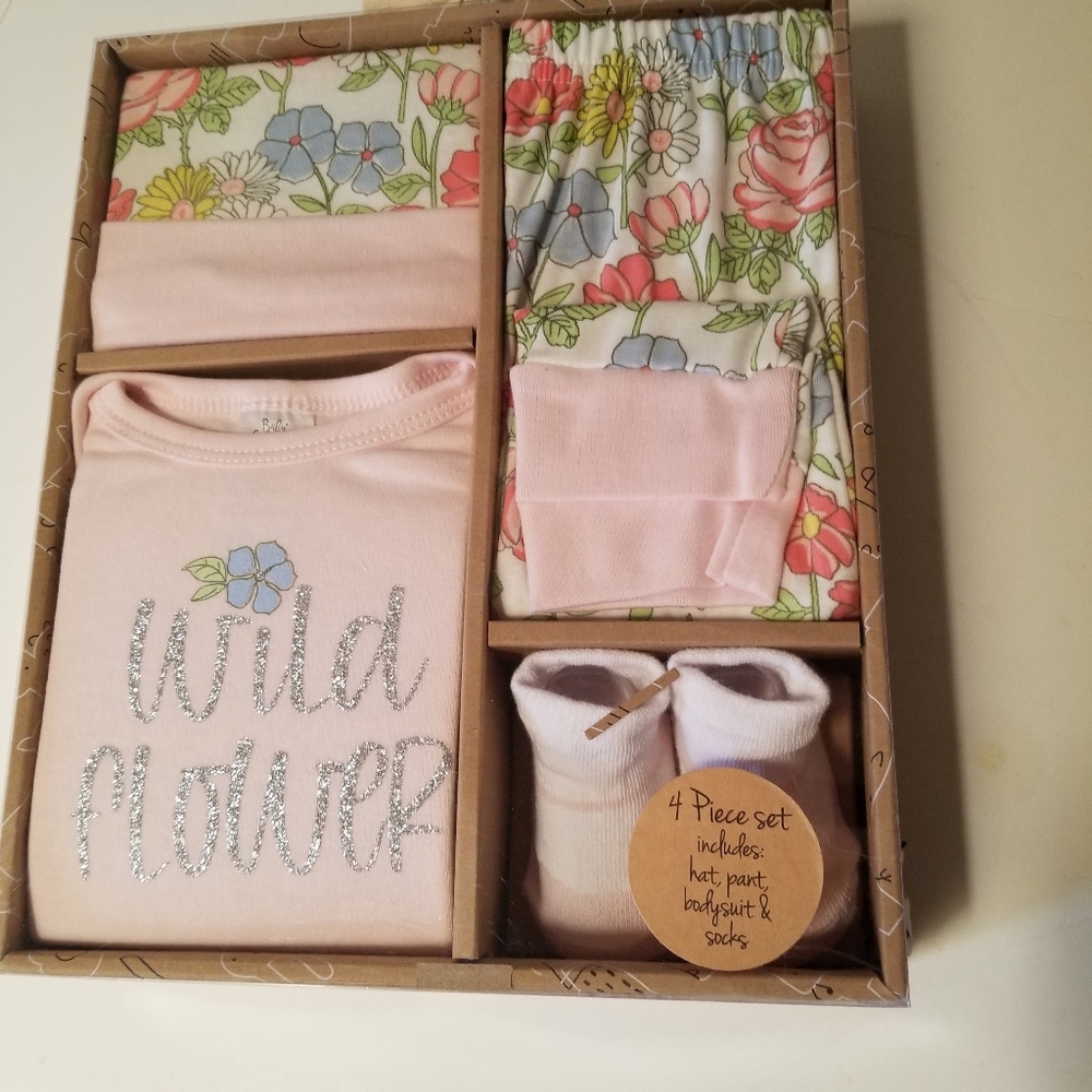 Baby Essentials Layette Set,  Pink Floral. Brand New.